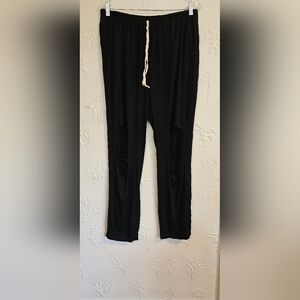 Blumin Women's Knit Pants Distressed Look 2XL
